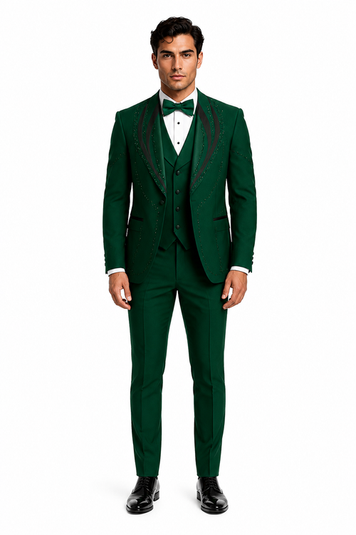 Hunter Green Italian Wool 3-Piece Modern Fit Tuxedo