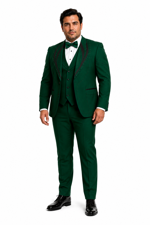 Hunter Green Italian Wool 3-Piece Modern Fit Tuxedo
