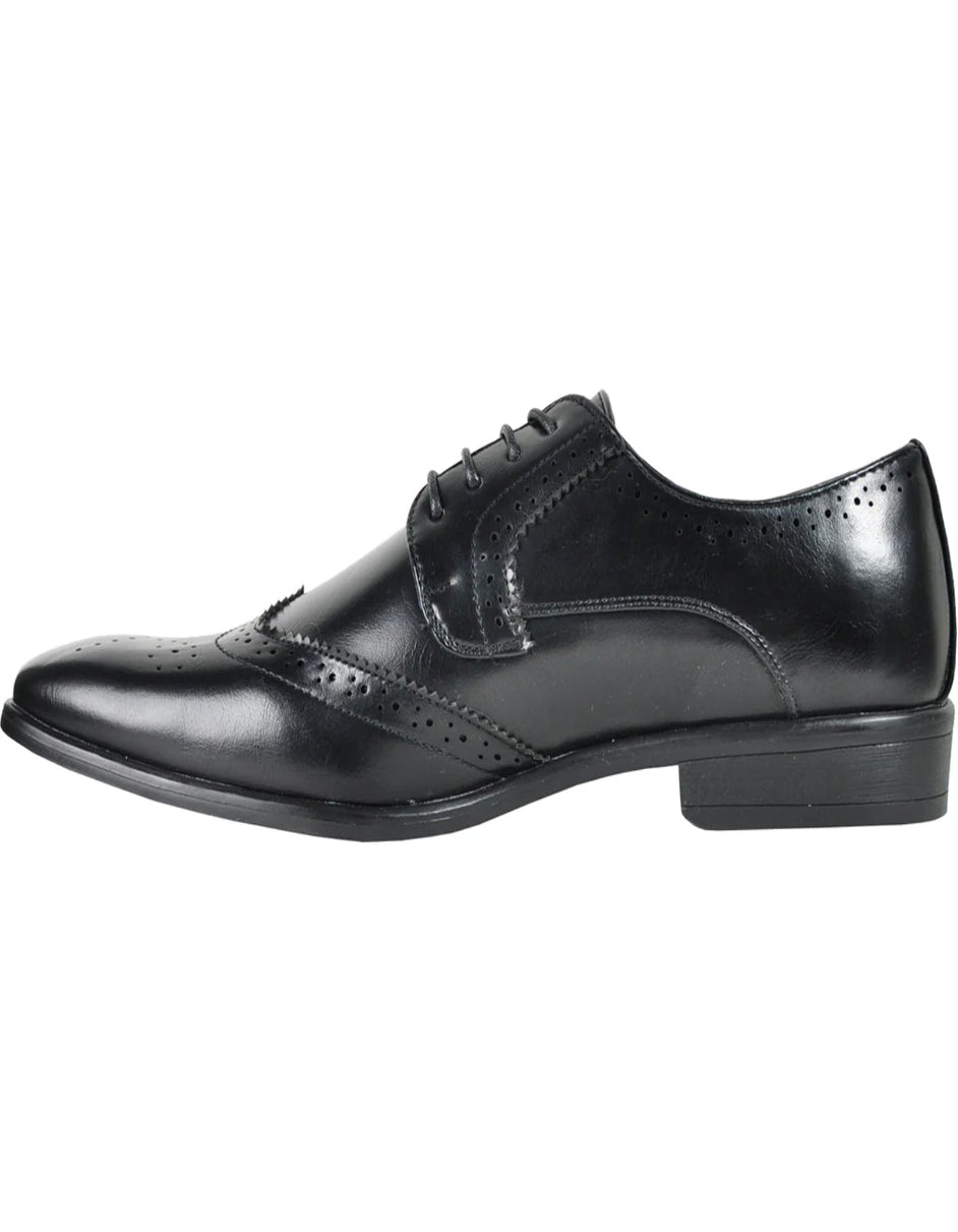 "Vintage 1920's Men's Wingtip Dress Shoe - Black Lace Up Style" - 6M