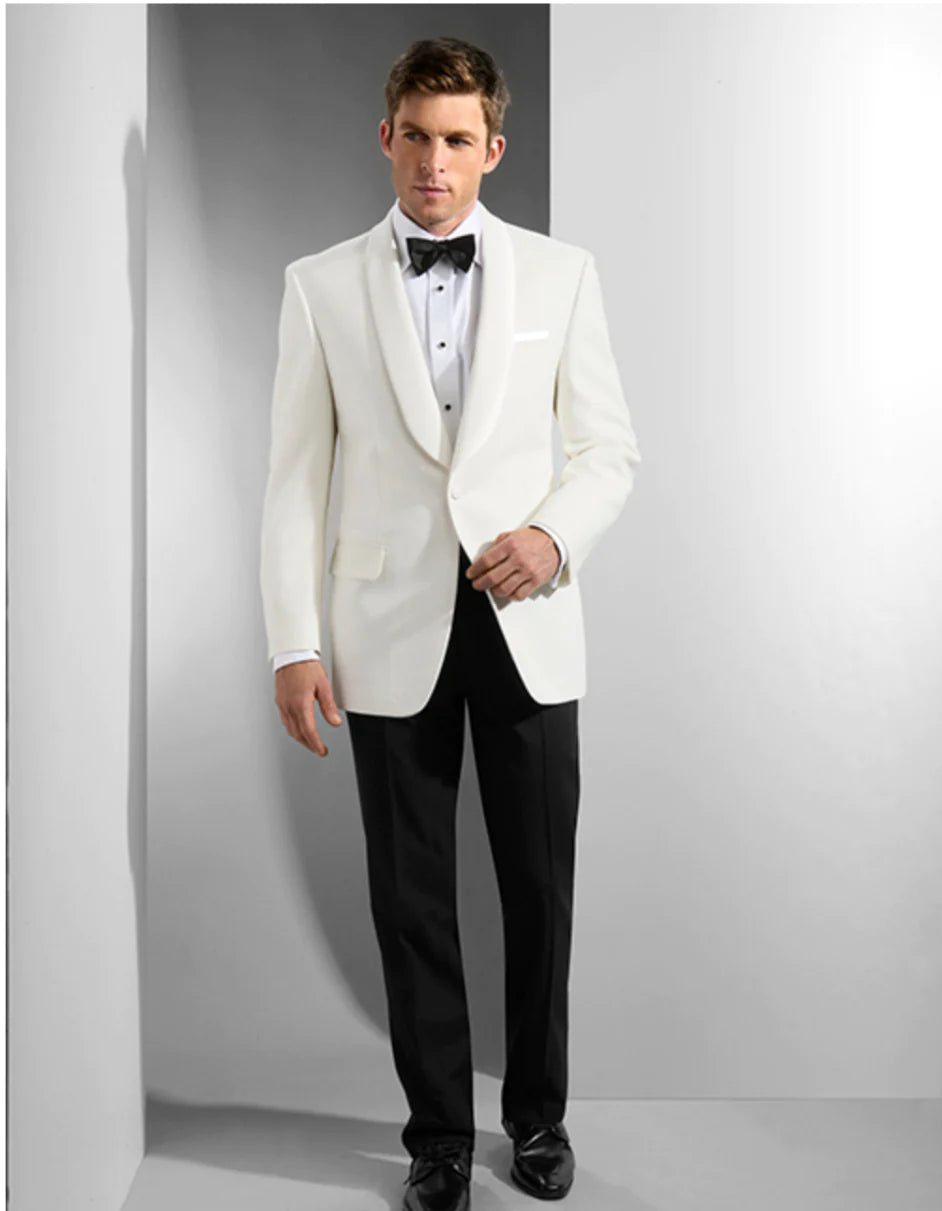 "Mens Designer Traditional Shawl Dinner Suit Jacket in Ivory"