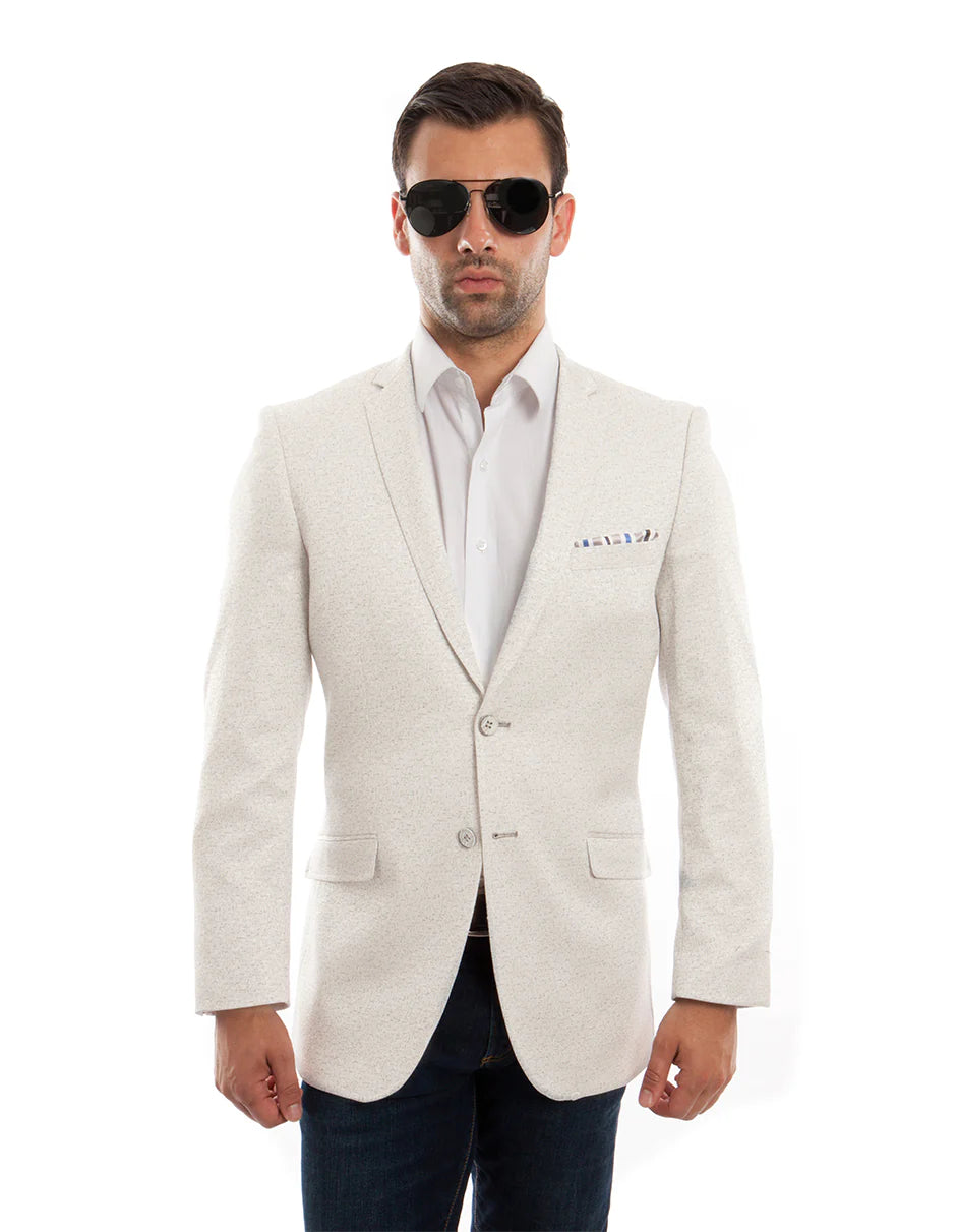 "Mens Shiny Sparkle Blazer in Ivory Suit" - 34 Short