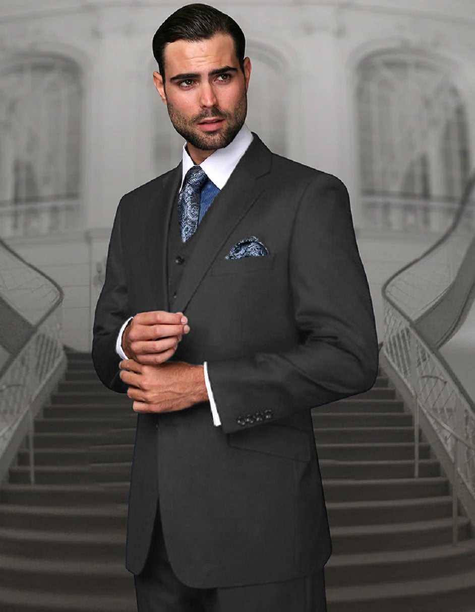Mens Classic Fit Pleated Pant 2 Button Wool Suit in Indigo Blue - New Arrival - 38 Short Jacket+32 Waist Adjustable 28to34)(Height: 5 4 to5 7 )(Neck 15-16.5)S-M)