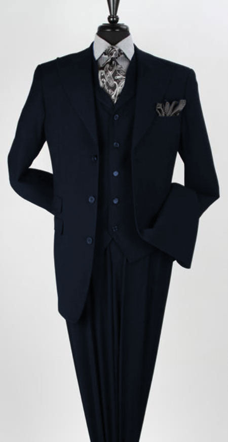 Big and Tall Business Suits - Suits For Big Man - Large Men's Black Vested Suits - 42 Regular Jacket+36 Waist Pants Adjust 32to38)(Height: 5'7"-6')(Neck 16-17.5:L-XL)