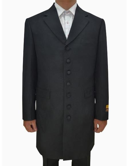 Men's Black Seven Button Zoot Suits - 38 Short Jacket+32 Waist Adjustable 28to34)(Height: 5’4”to5’7”)(Neck 15-16.5)S-M)