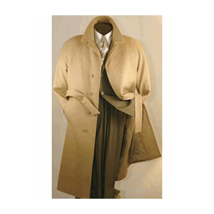 Mens Big And Tall Camel Wool Overcoat Outerwear Coat - Coat Size 38
