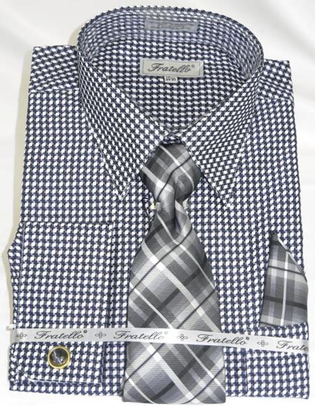 Black Colorful Men's Gingham Dress Shirt - Large 16.5" Neck / 34-35" Sleeve