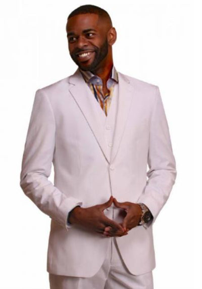 Mens Summer Linen suit - White Linen Suit For Man Side Vented Modern Fit Notch Lapel