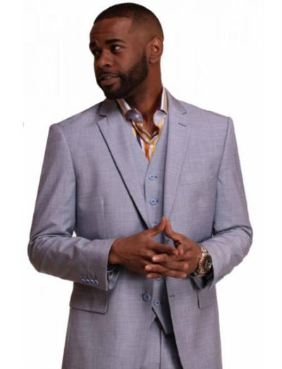 Mens Summer Linen suit - Sky Blue Suit For Man Side Vented Modern Fit Notch Lapel