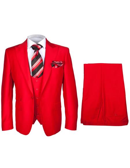 Rossiman Men’s Red Slim Fit Suit – Stylish Double-Breasted Jacket - 36 Regular Jacket+30 Waist Adjustable 26to32)Height: 5'7"-6')(Neck: 14.5-16:S)