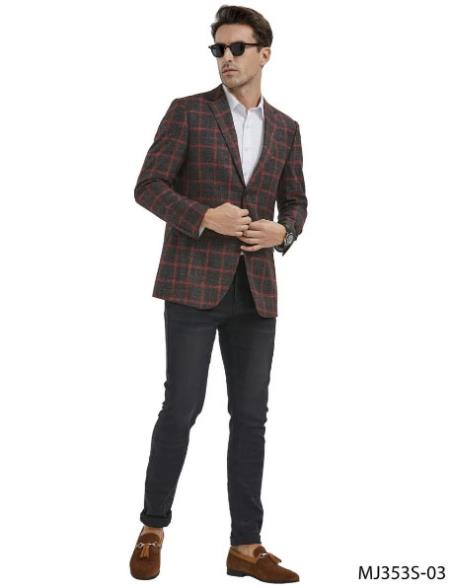 Black Windowpane Sport Coat - Gray Plaid Blazer