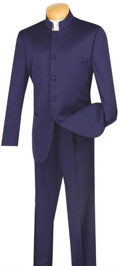 Wedding Groom Suit - Prom 2026 Tuxedo Suit - No Collar Weddig Tuxedo - Navy