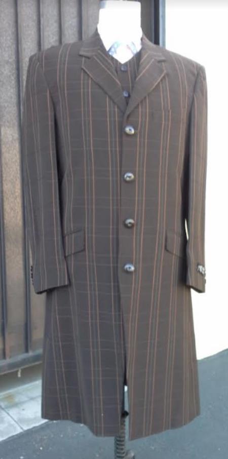 Mens Zoot Suit - Tanish Brownish Fashion Suit - Maxi Suit - 38 Short Jacket+32 Waist Adjustable 28to34)(Height: 5’4”to5’7”)(Neck 15-16.5)S-M)