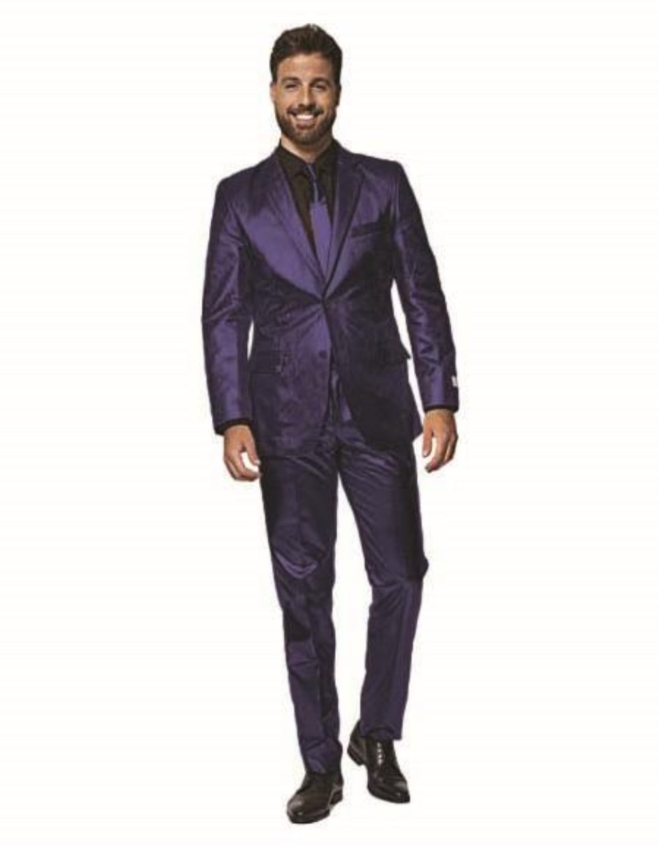 Shiny Metallic Party Blue Suit - Coat Size 38