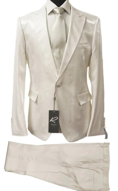 Rossiman White Sateen Suit for Men β High-Shine Formal Elegance