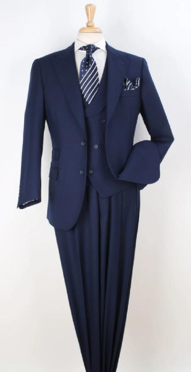 Big and Tall Business Suits - Suits For Big Man - Large Men's Navy Vested Suits