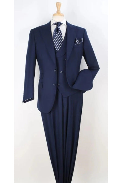 Big and Tall Business Suits - Suits For Big Man - Large Men's Navy Vested Suits - New Arrival