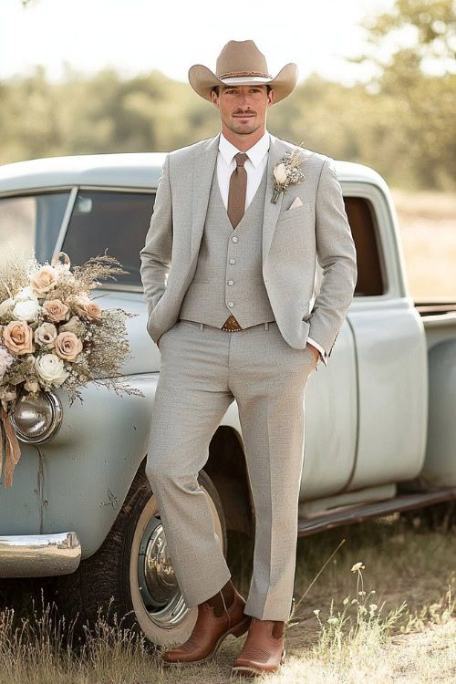 Elegant Cowboy Style Suit for Men Perfect for Weddings & Events
