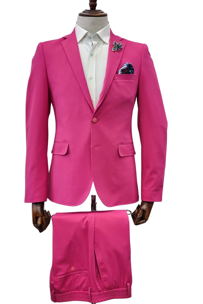 Stretch Fabric - "Hot Pink" Light Weight Suit - Slim Fitted Suit "Style #"
