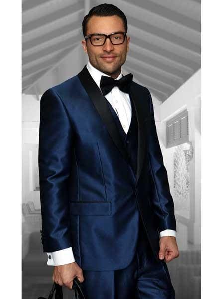 Indigo Groomsmen Suits - Single Button Suit - 38 Regular - 32 Waist