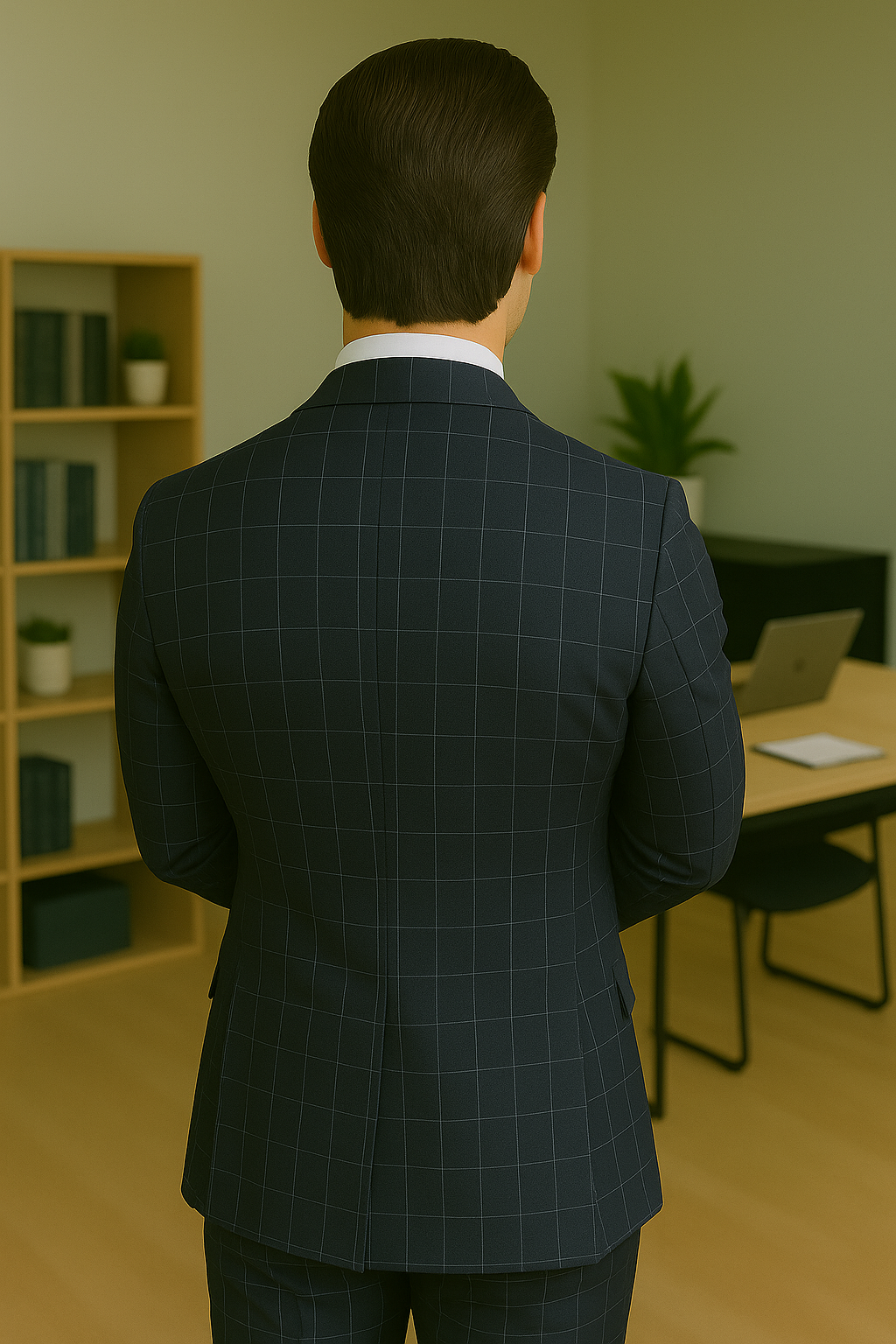 Wool Suit - Italian Made Business Suit by Statement Men's 3 Piece 100% Wool Modern Fit Suit - Fashion Pattern - 38R