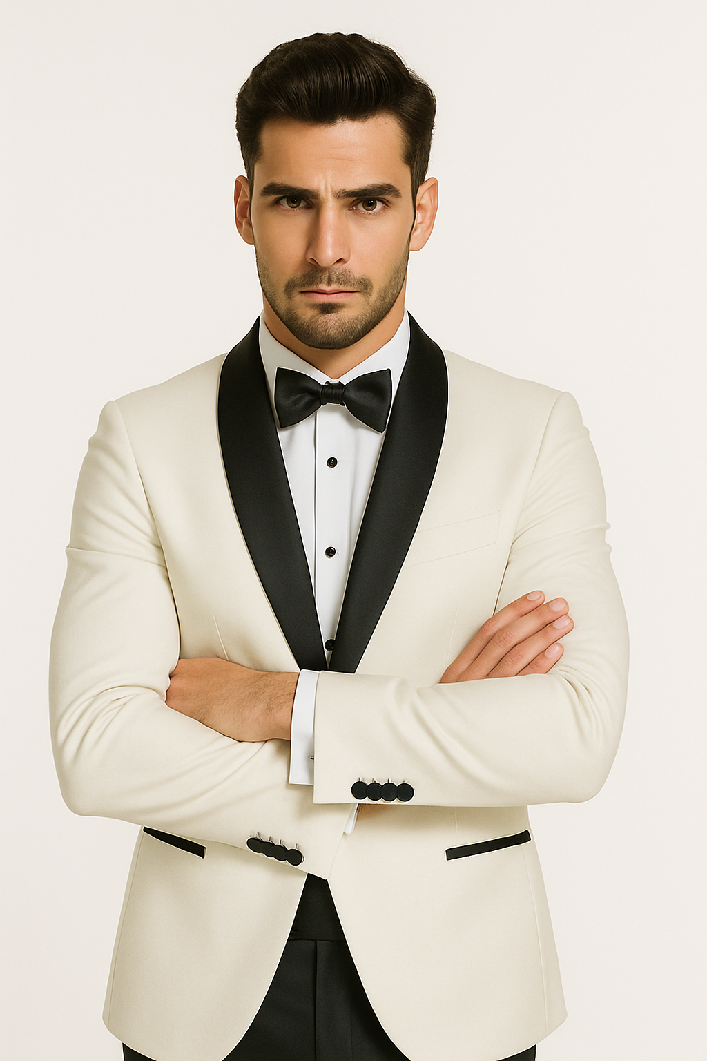"Mens Designer Traditional Shawl Dinner Suit Jacket in Ivory" - 34 Short