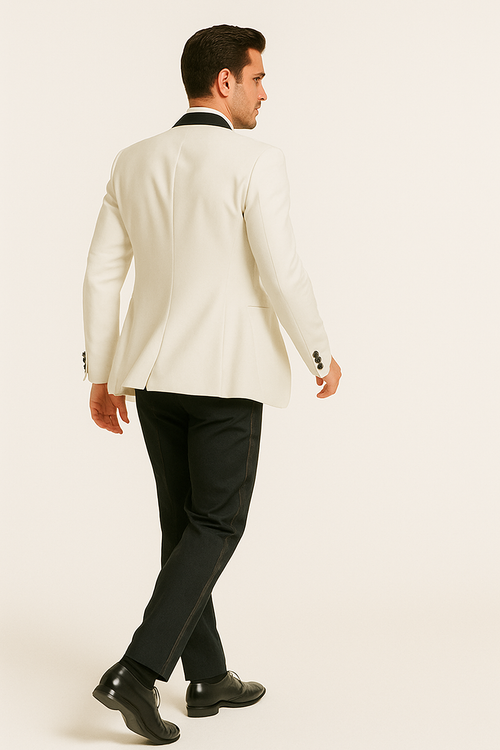 "Mens Designer Traditional Shawl Dinner Suit Jacket in Ivory"
