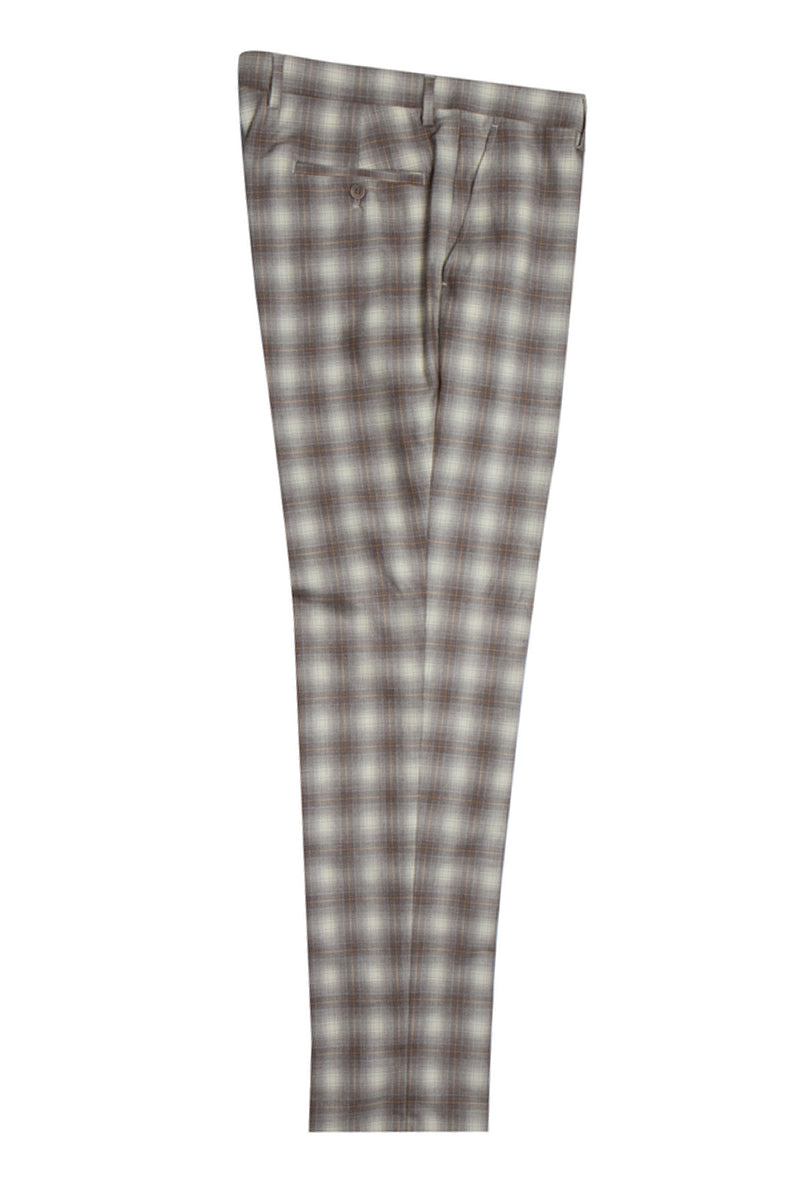 "Mens Stacy Adams Suit - Stacy Adams Suit Men's Bold Windowpane Plaid Vested Suit - Brown & Tan" - 34 Regular