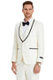Ivory Birdseye Men's Shawl Tuxedo with One Button Vested & Black Satin Trim