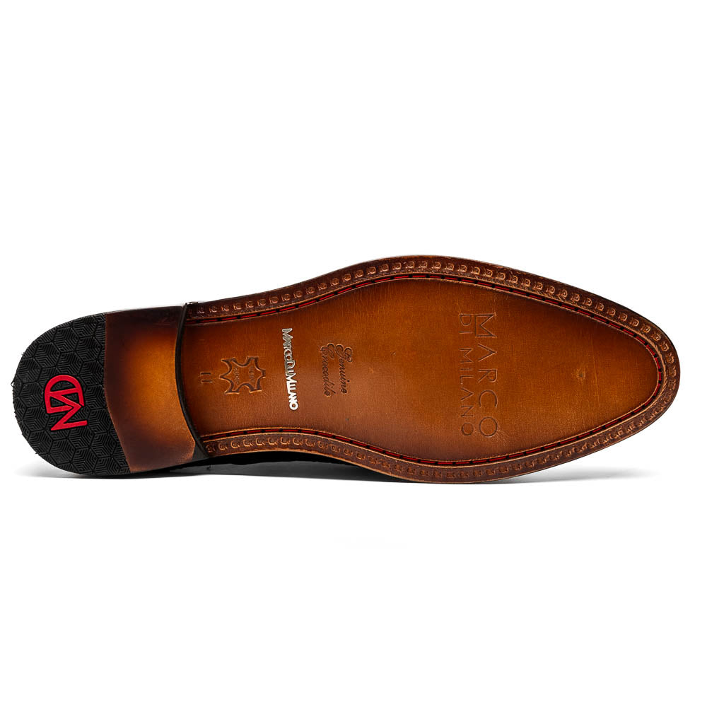 Marco Di Milano John Black Shoes Exotic Caiman Crocodile / Woven Leather Dress Oxfords - 8.5