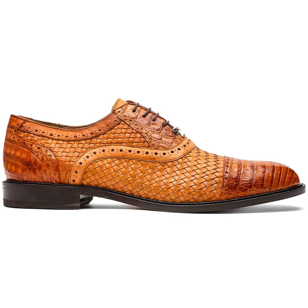 Marco Di Milano John Brandy Shoes Exotic Caiman Crocodile / Woven Leather Dress Oxfords Marco Di Milano John Brandy Shoes Exotic Caiman Crocodile / Woven Leather Dress Oxfords