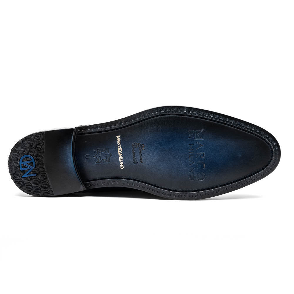 Marco Di Milano John Navy Shoes Exotic Caiman Crocodile / Woven Leather Dress Oxfords - 8
