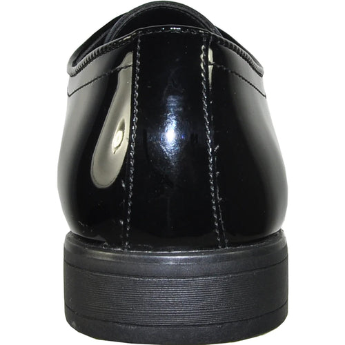 Bravo Mens Classic Plain Toe Shiny Patent Tuxedo Oxford Dress Shoe in Black