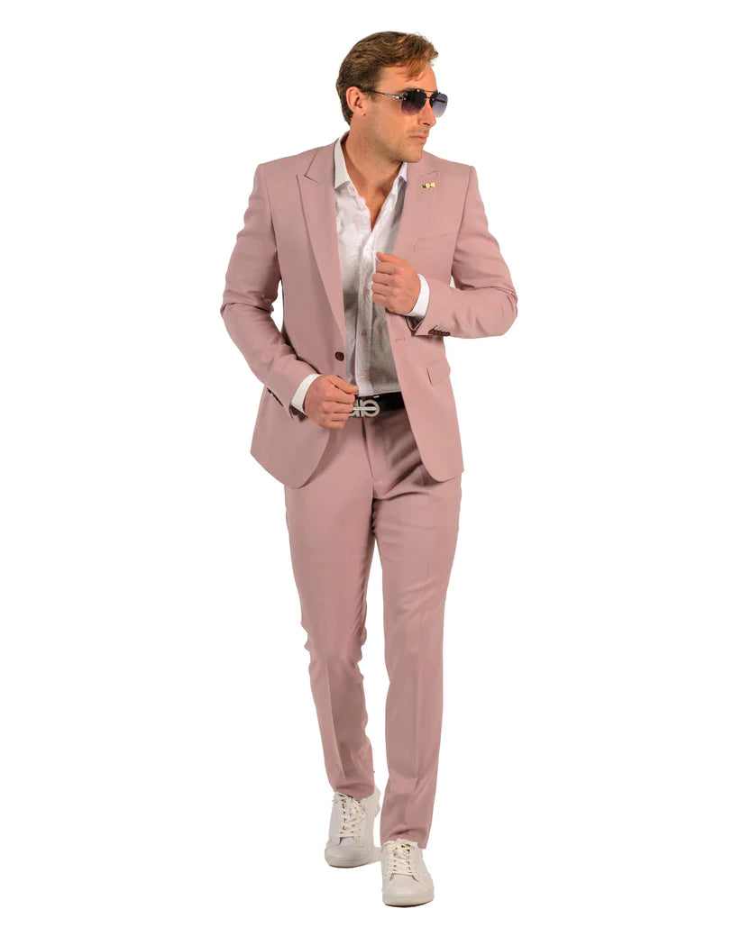 Stretch Fabric - "Blush/Red" Light Weight Suit - Slim Fitted Suit "Style #" - Blush Red