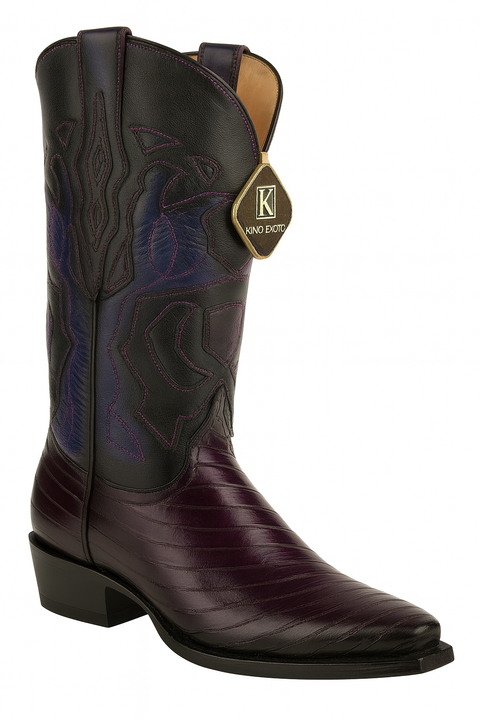Men's King Exotic Snip Toe Eel Boots Handcrafted Burnished Purple (494RD0866)