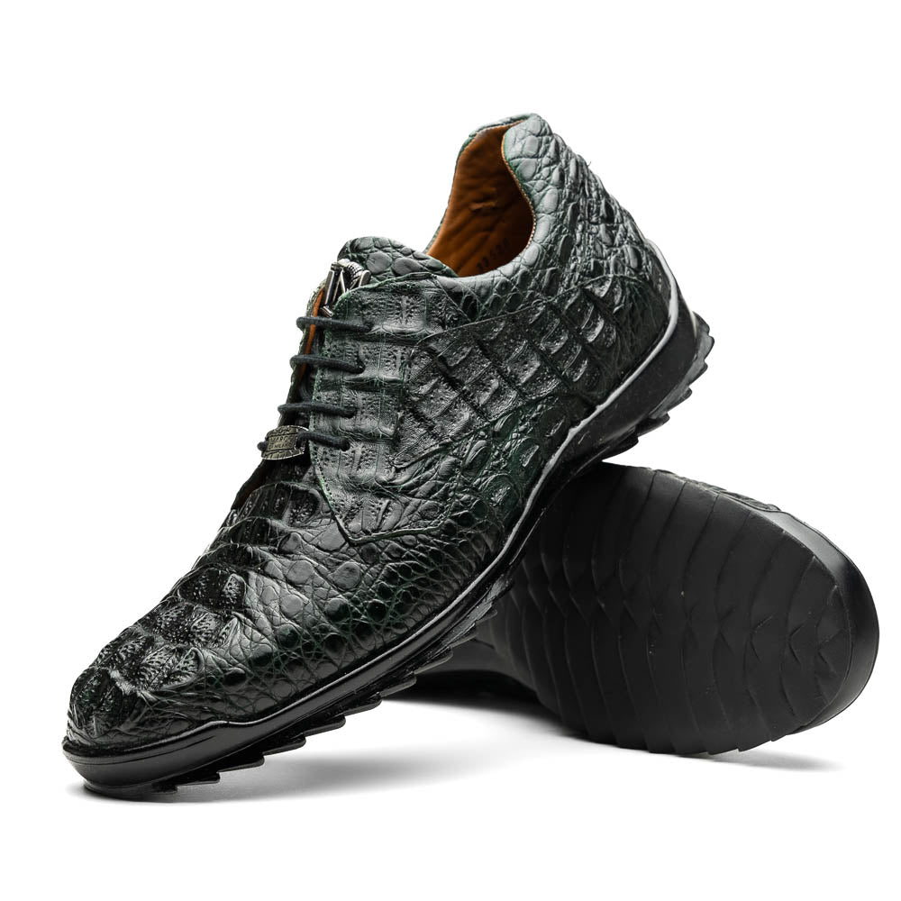 Marco Di Milano Kratos Men's Green Shoes Exotic Caiman Crocodile Sneakers - 7