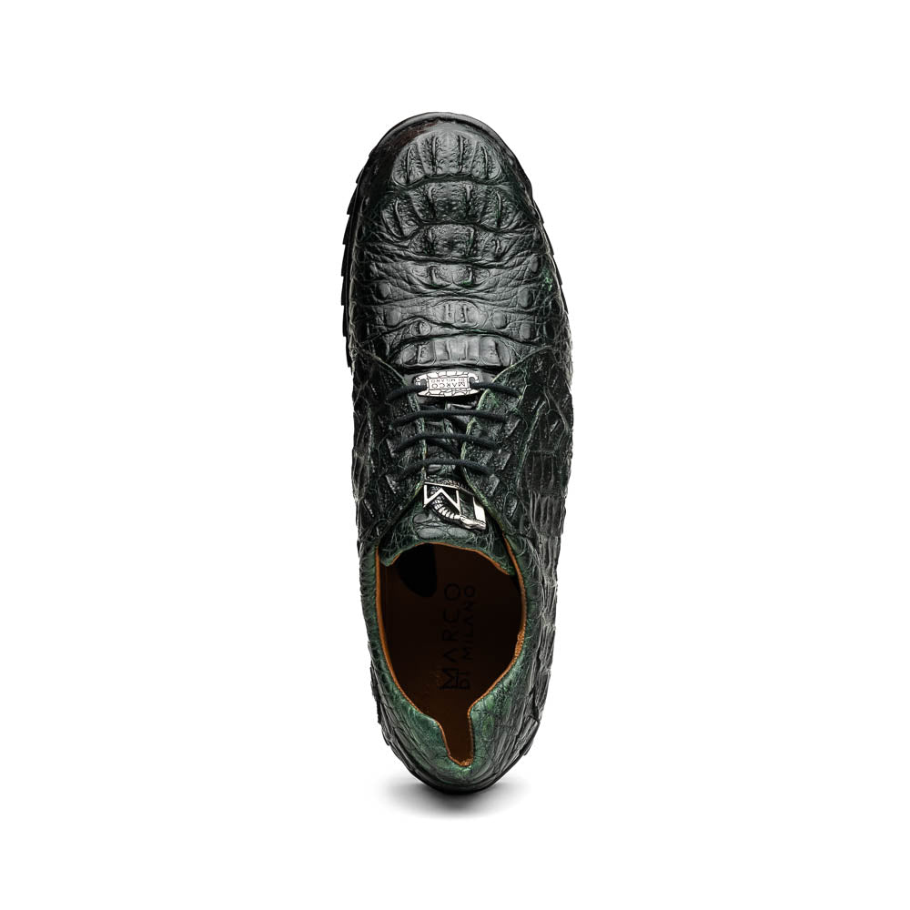 Marco Di Milano Kratos Men's Green Shoes Exotic Caiman Crocodile Sneakers - 7