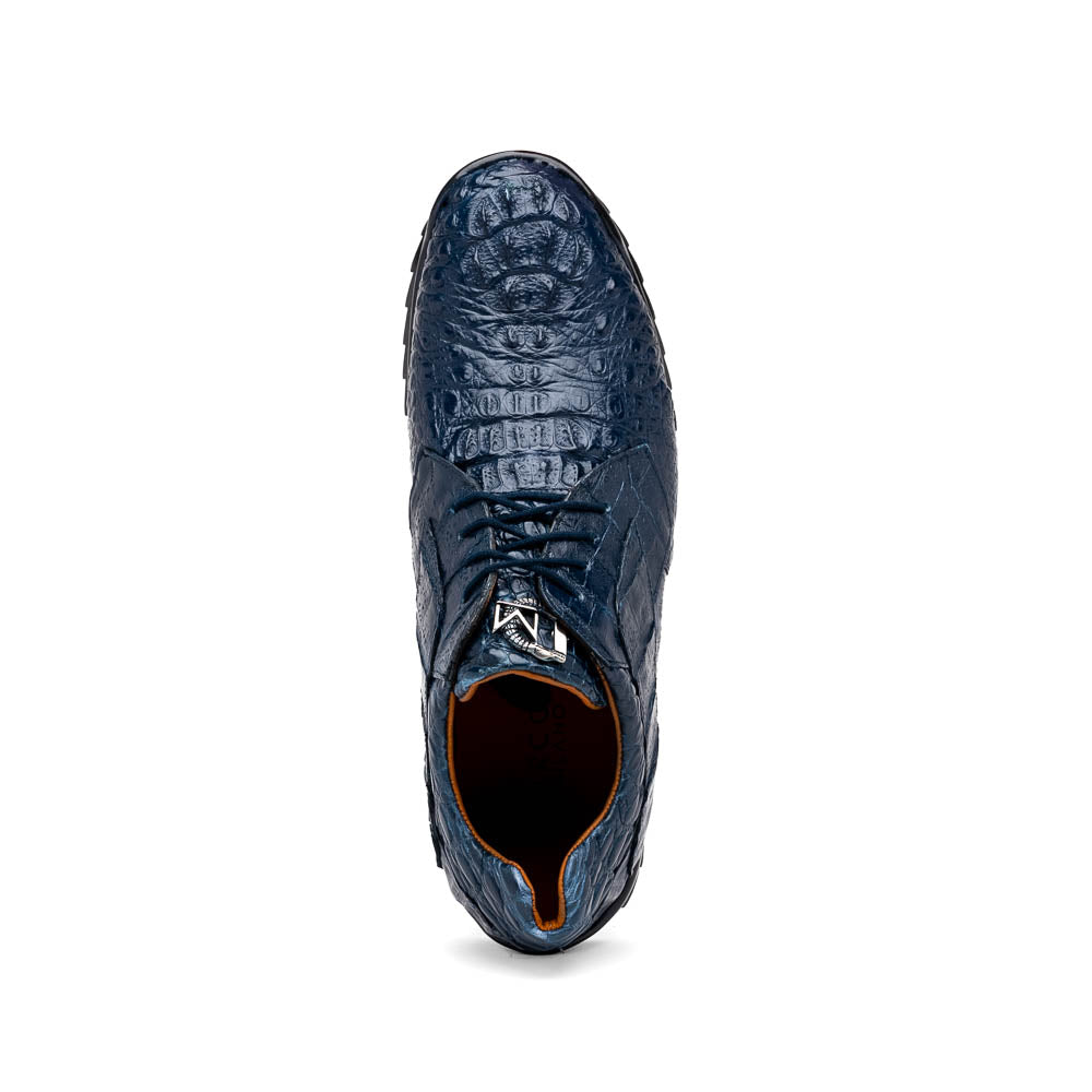 Marco Di Milano Kratos Men's Navy Shoes Exotic Caiman Crocodile Sneakers - 7