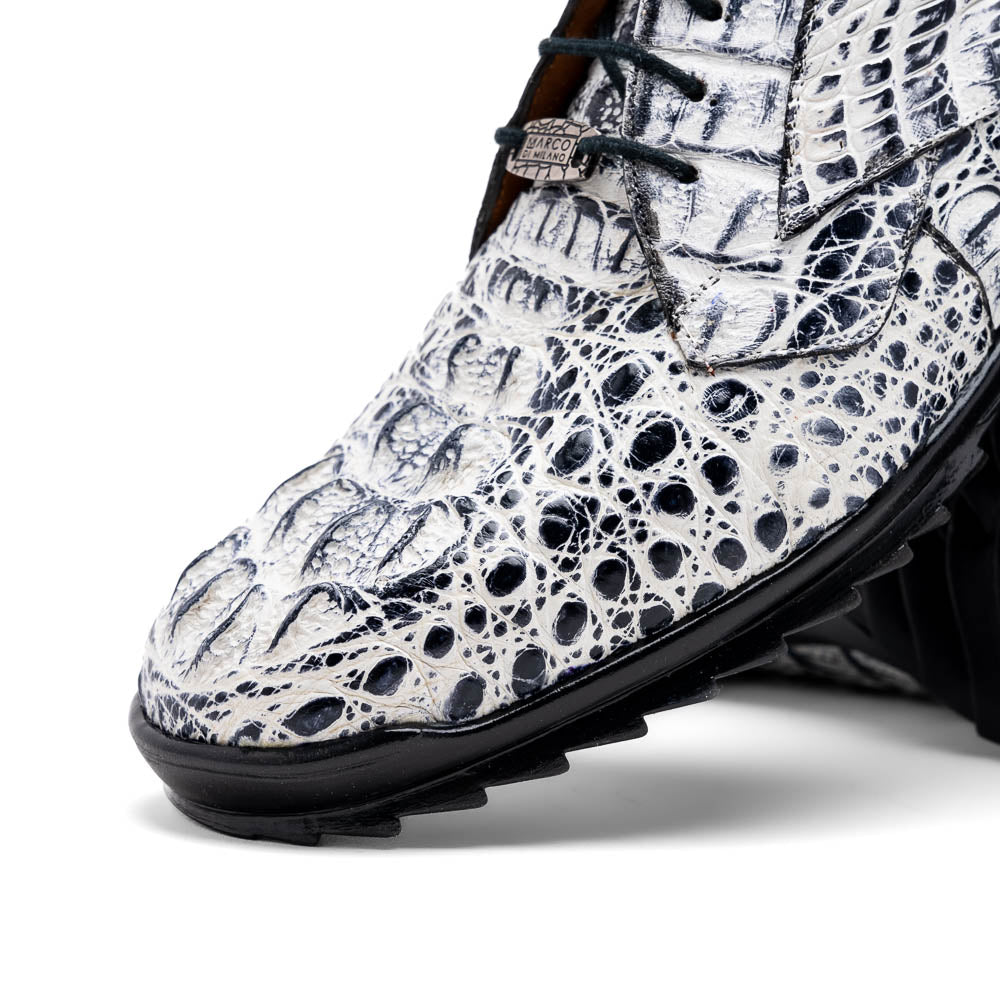 Marco Di Milano Kratos Men's Newspaper Shoes Exotic Caiman Crocodile Sneakers - 7