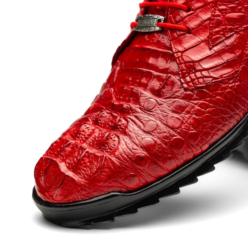 Marco Di Milano Kratos Men's Red Shoes Exotic Caiman Crocodile Sneakers - 7