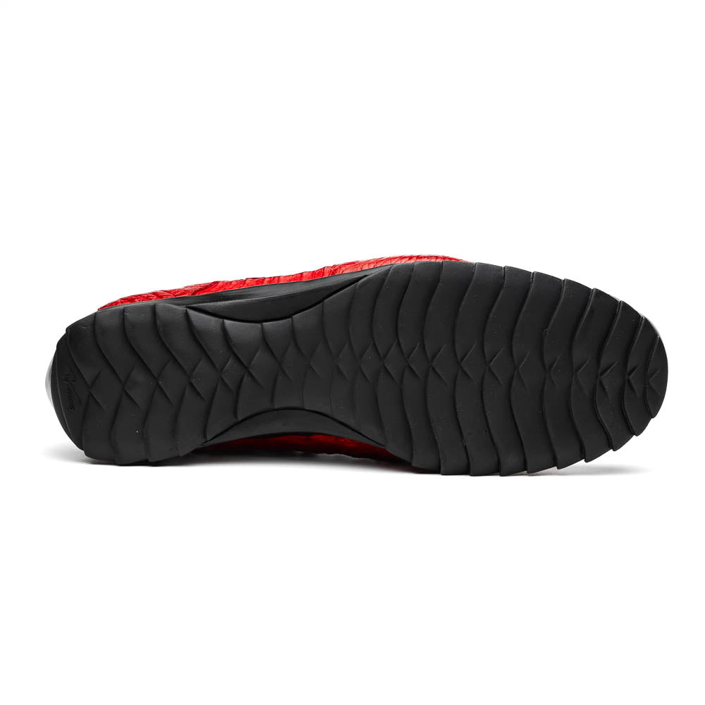 Marco Di Milano Kratos Men's Red Shoes Exotic Caiman Crocodile Sneakers - 7