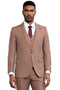 Men's Stacy Adams Vested Sharkskin Weave Pattern Suit in Light Rust