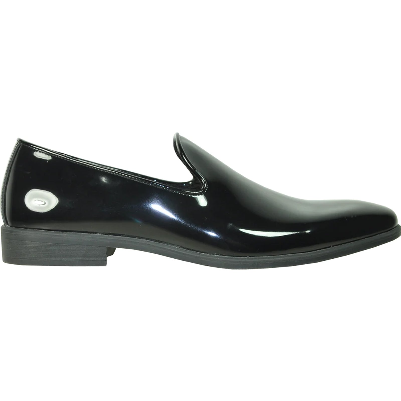 "Black Men's Classic Patent Loafer - Plain Toe Slip-On Tuxedo Shoe" - 6.5M
