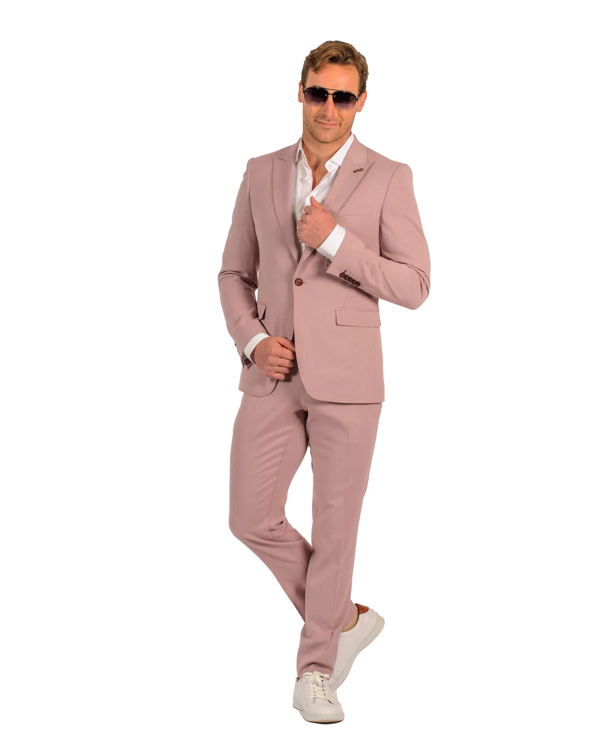 Blush Color Suit For Men - Mauve Suit - Wedding Slim Fit Suit - 38 Short Jacket+32 Waist Adjustable 28to34)(Height: 5 4 to5 7 )(Neck 15-16.5)S-M)