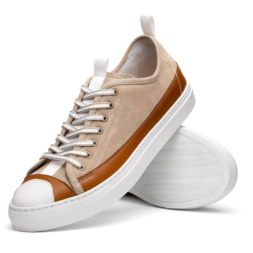 Zelli Lando Sueded Goatskin Sneakers in Taupe | Made in Italy