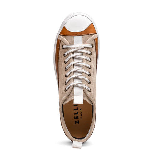 Zelli Lando Sueded Goatskin Sneakers in Taupe | Made in Italy