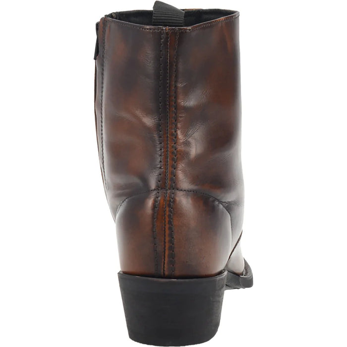 Men's Ostrich Print Leather Square Toe Boots - Dark Brown - 6