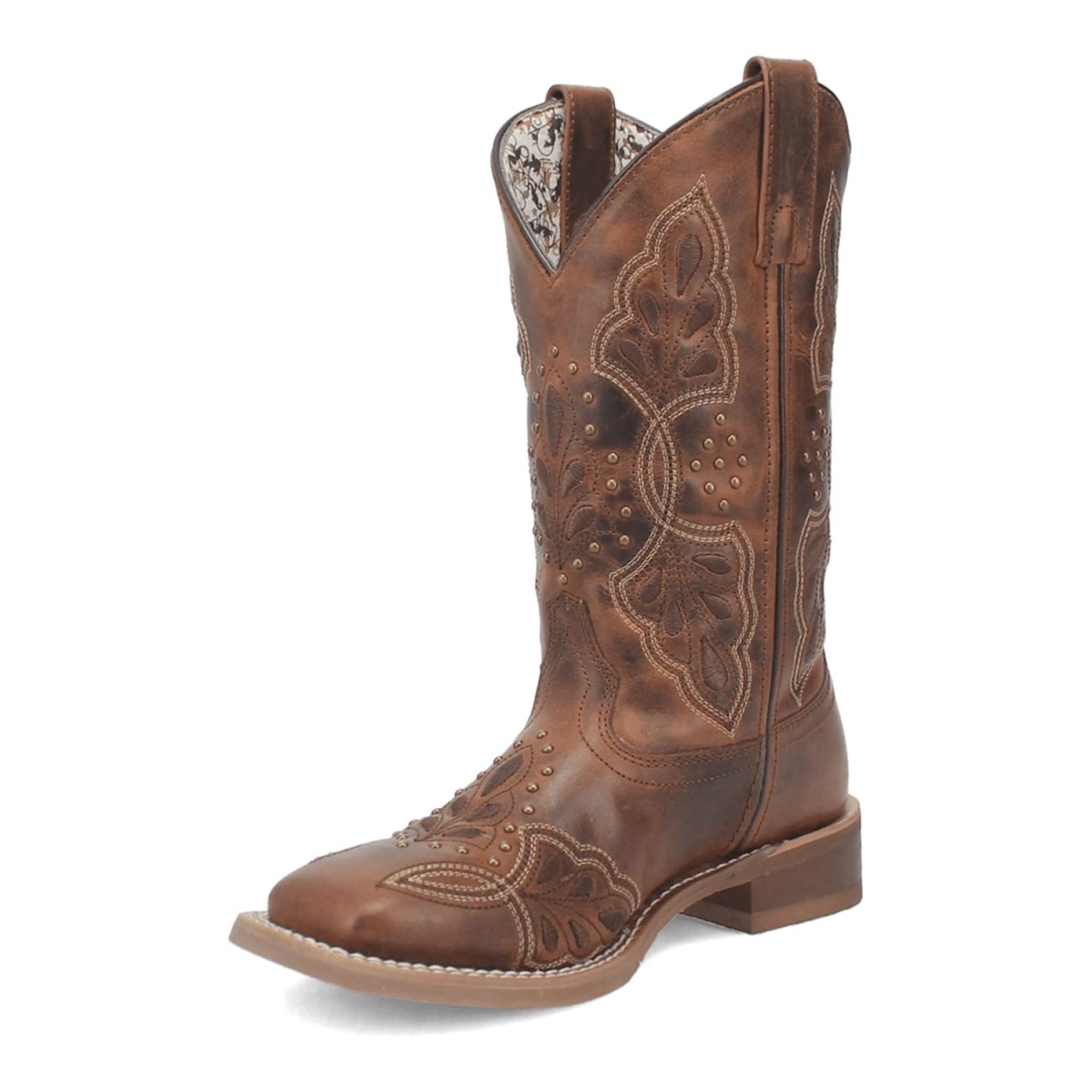 Laredo Women's Dionne Broad Square Toe Leather Boots - Brown 5972 - 6M