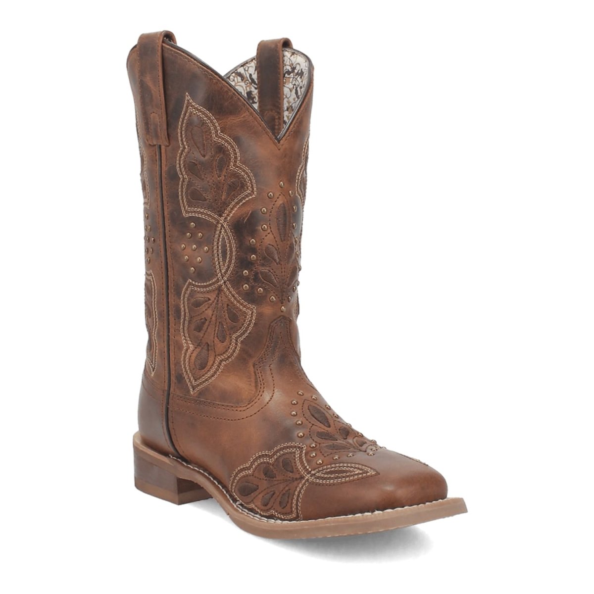 Laredo Women's Dionne Broad Square Toe Leather Boots - Brown 5972 - 6M
