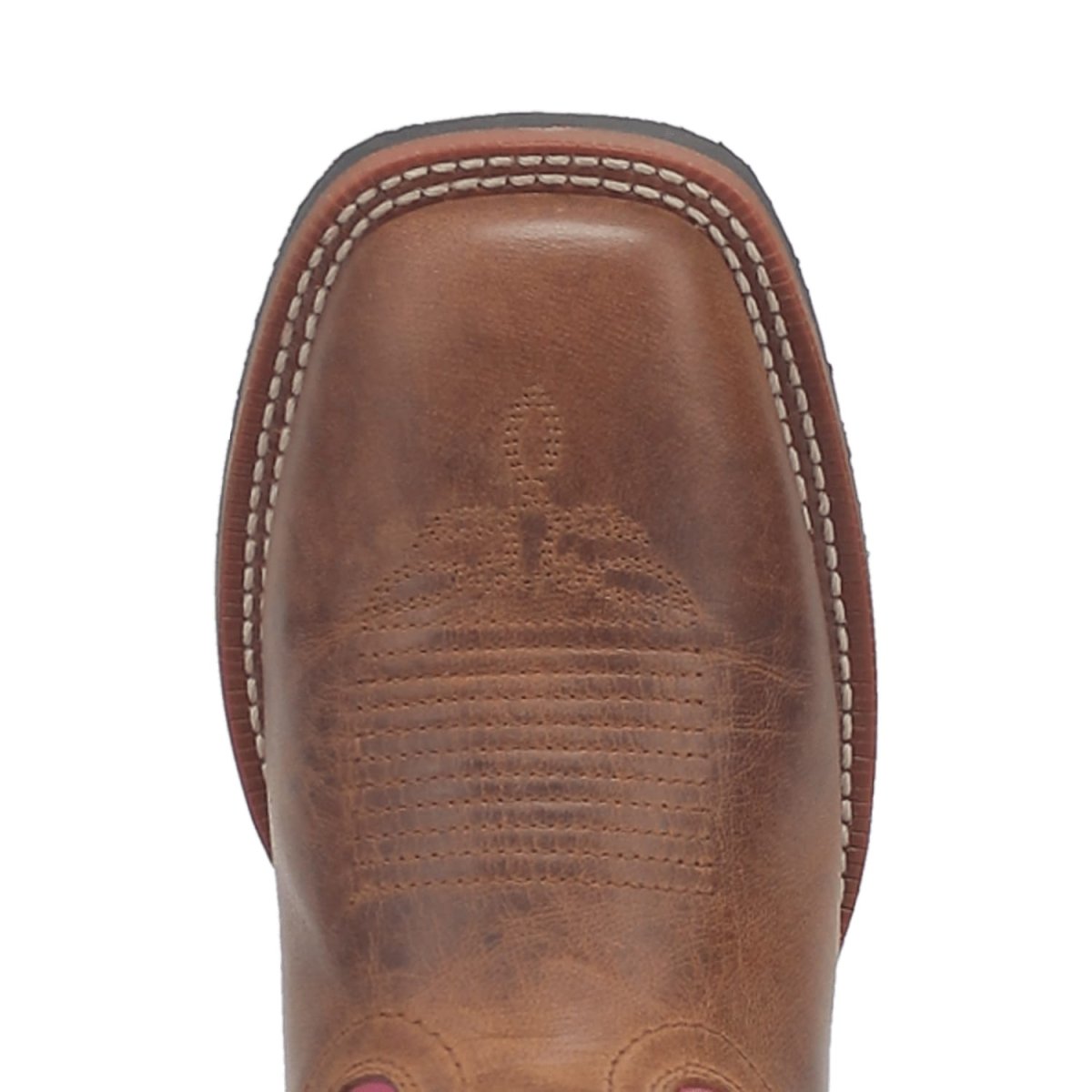 Laredo Women's Faye Broad Square Toe Leather Boots - Brown / Pink 3117 - 6M