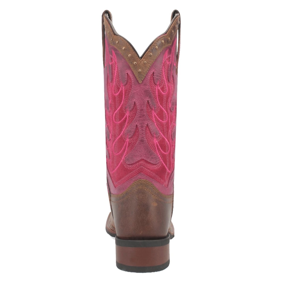 Laredo Women's Faye Broad Square Toe Leather Boots - Brown / Pink 3117 - 6M